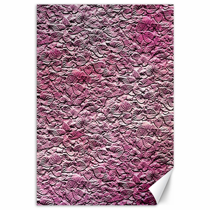 Leaves Pink Background Texture Canvas 12  x 18  