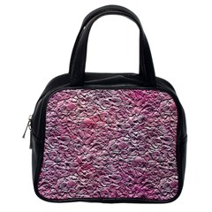 Leaves Pink Background Texture Classic Handbags (one Side) by Nexatart