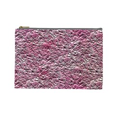 Leaves Pink Background Texture Cosmetic Bag (large)  by Nexatart