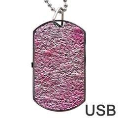 Leaves Pink Background Texture Dog Tag Usb Flash (one Side) by Nexatart