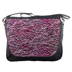 Leaves Pink Background Texture Messenger Bags by Nexatart