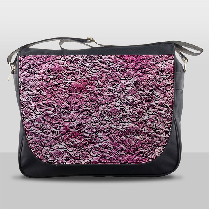 Leaves Pink Background Texture Messenger Bags