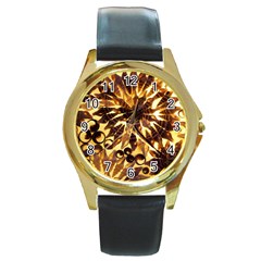 Mussels Lamp Star Pattern Round Gold Metal Watch by Nexatart