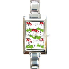 Mushroom Luck Fly Agaric Lucky Guy Rectangle Italian Charm Watch by Nexatart