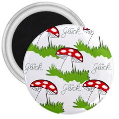 Mushroom Luck Fly Agaric Lucky Guy 3  Magnets by Nexatart