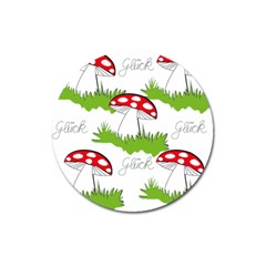 Mushroom Luck Fly Agaric Lucky Guy Magnet 3  (round) by Nexatart