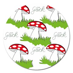 Mushroom Luck Fly Agaric Lucky Guy Magnet 5  (round) by Nexatart