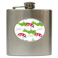 Mushroom Luck Fly Agaric Lucky Guy Hip Flask (6 Oz) by Nexatart