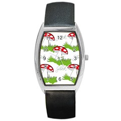 Mushroom Luck Fly Agaric Lucky Guy Barrel Style Metal Watch by Nexatart