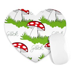 Mushroom Luck Fly Agaric Lucky Guy Heart Mousepads by Nexatart