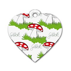 Mushroom Luck Fly Agaric Lucky Guy Dog Tag Heart (one Side) by Nexatart