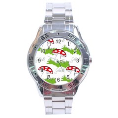 Mushroom Luck Fly Agaric Lucky Guy Stainless Steel Analogue Watch by Nexatart