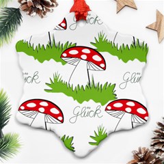 Mushroom Luck Fly Agaric Lucky Guy Snowflake Ornament (two Sides) by Nexatart