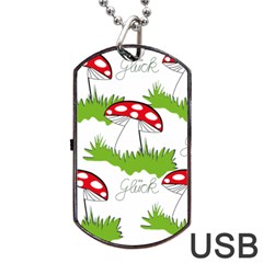 Mushroom Luck Fly Agaric Lucky Guy Dog Tag Usb Flash (one Side) by Nexatart