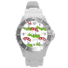 Mushroom Luck Fly Agaric Lucky Guy Round Plastic Sport Watch (l) by Nexatart