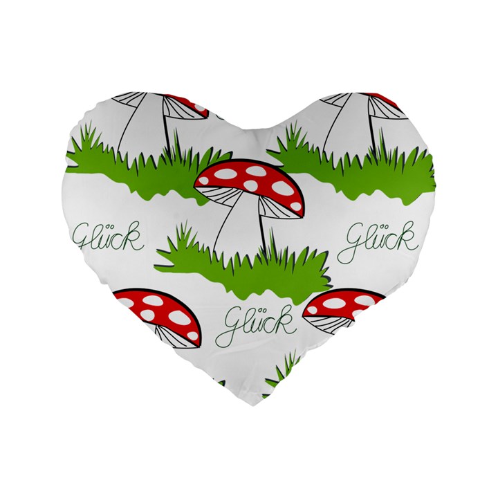 Mushroom Luck Fly Agaric Lucky Guy Standard 16  Premium Heart Shape Cushions