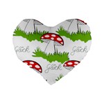 Mushroom Luck Fly Agaric Lucky Guy Standard 16  Premium Heart Shape Cushions Back