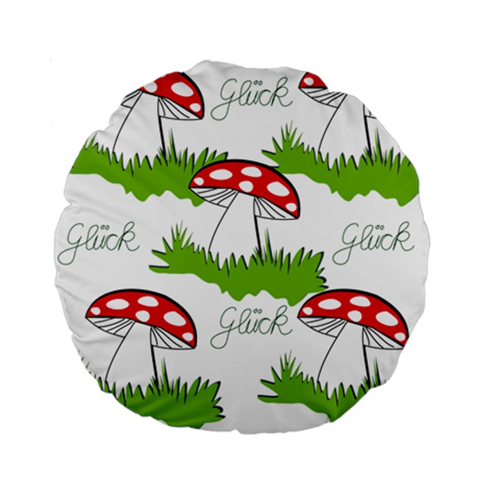 Mushroom Luck Fly Agaric Lucky Guy Standard 15  Premium Flano Round Cushions