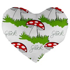 Mushroom Luck Fly Agaric Lucky Guy Large 19  Premium Flano Heart Shape Cushions by Nexatart