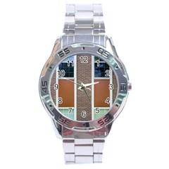 Pattern Symmetry Line Windows Stainless Steel Analogue Watch by Nexatart