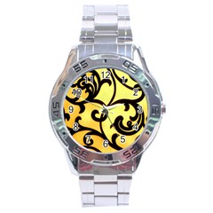 Texture Pattern Beautiful Bright Stainless Steel Analogue Watch by Nexatart