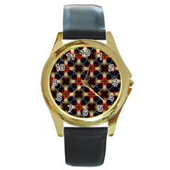 Kaleidoscope Image Background Round Gold Metal Watch by Nexatart