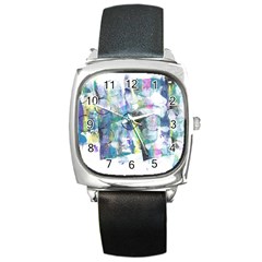 Background Color Circle Pattern Square Metal Watch by Nexatart