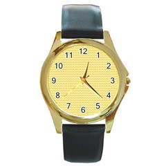 Pattern Yellow Heart Heart Pattern Round Gold Metal Watch by Nexatart