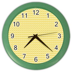 Pattern Yellow Heart Heart Pattern Color Wall Clocks