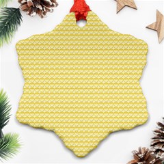 Pattern Yellow Heart Heart Pattern Snowflake Ornament (Two Sides)