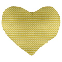 Pattern Yellow Heart Heart Pattern Large 19  Premium Flano Heart Shape Cushions