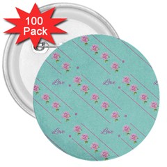 Flower Pink Love Background Texture 3  Buttons (100 Pack)  by Nexatart