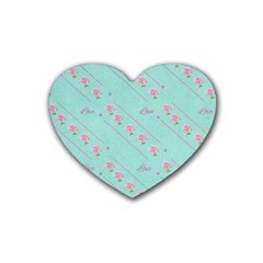 Flower Pink Love Background Texture Rubber Coaster (heart)  by Nexatart