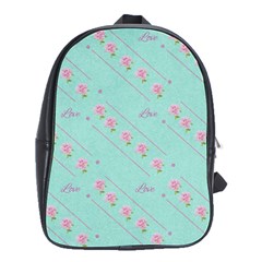 Flower Pink Love Background Texture School Bags(large)  by Nexatart