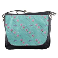 Flower Pink Love Background Texture Messenger Bags by Nexatart