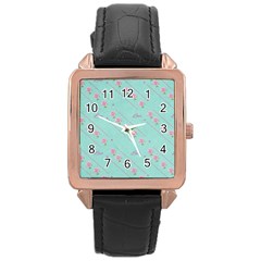 Flower Pink Love Background Texture Rose Gold Leather Watch  by Nexatart