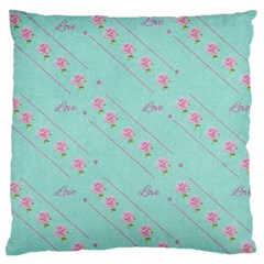 Flower Pink Love Background Texture Large Flano Cushion Case (one Side)