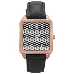 Expanded Metal Facade Background Rose Gold Leather Watch 