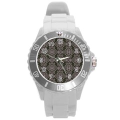 Line Geometry Pattern Geometric Round Plastic Sport Watch (l) by Nexatart