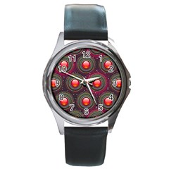 Abstract Circle Gem Pattern Round Metal Watch by Nexatart