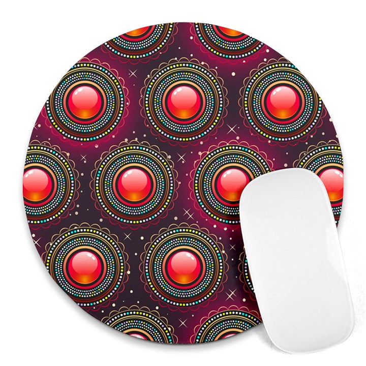 Abstract Circle Gem Pattern Round Mousepads