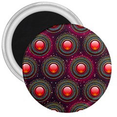 Abstract Circle Gem Pattern 3  Magnets by Nexatart