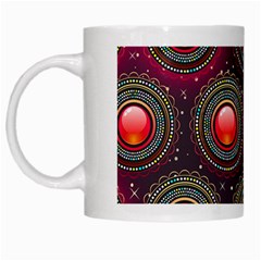 Abstract Circle Gem Pattern White Mugs by Nexatart