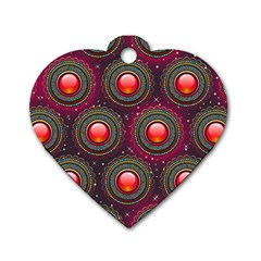 Abstract Circle Gem Pattern Dog Tag Heart (two Sides) by Nexatart