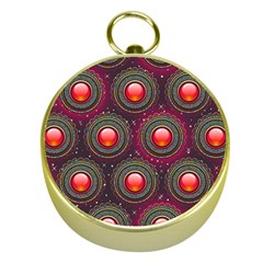 Abstract Circle Gem Pattern Gold Compasses by Nexatart