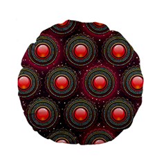 Abstract Circle Gem Pattern Standard 15  Premium Flano Round Cushions by Nexatart