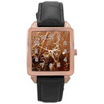 Pink Roses Roses Background Rose Gold Leather Watch  Front