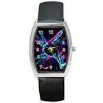 Abstract Art Color Design Lines Barrel Style Metal Watch Front