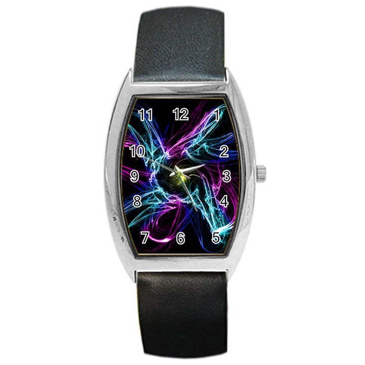 Abstract Art Color Design Lines Barrel Style Metal Watch