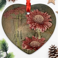 Flowers Plant Red Drawing Art Ornament (heart) by Nexatart